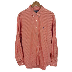 BF1233 Men’s Polo Ralph Lauren Designer Custom Fit Striped Button Down Shirt XXL